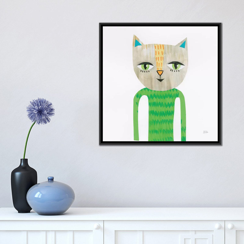 Art sur toile cool chats iii', H 37 po x l 37 po x P 1,5 po, Toile avec cadre noir, Pas de tapis