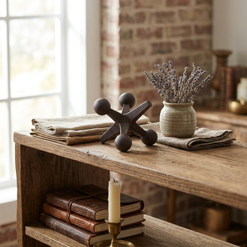 Calix Jack Tabletop Sculpture, Modern Cast Iron Decorative Figurine Accent for Shelves & Tables, 7.5" H x 8" W x 7.5" D
