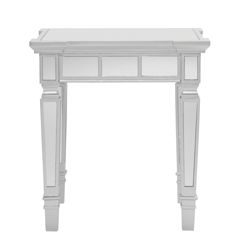 Table de bout carrée en miroir Glenview Glam - Argent mat