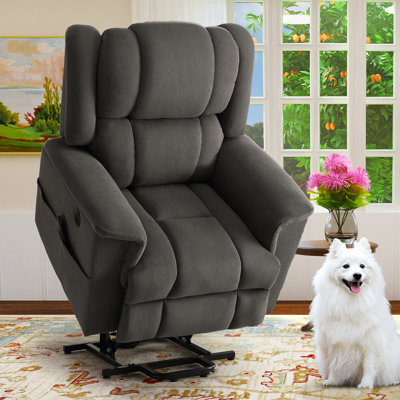 Katrein 38.18"W Upholstered Massage Heater Lifting Recliner