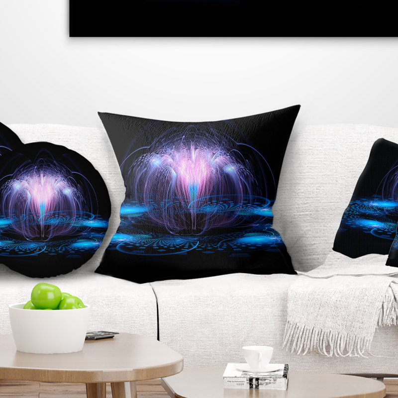 Coussin décoratif floral à écoulement fractal, 16 po x 1 po, Coussin décoratif