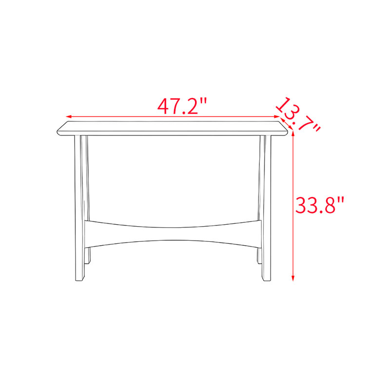 Table de véranda entièrement en bois massif de style français., H 33,8 po x l 47,2 po x P 13,7 po