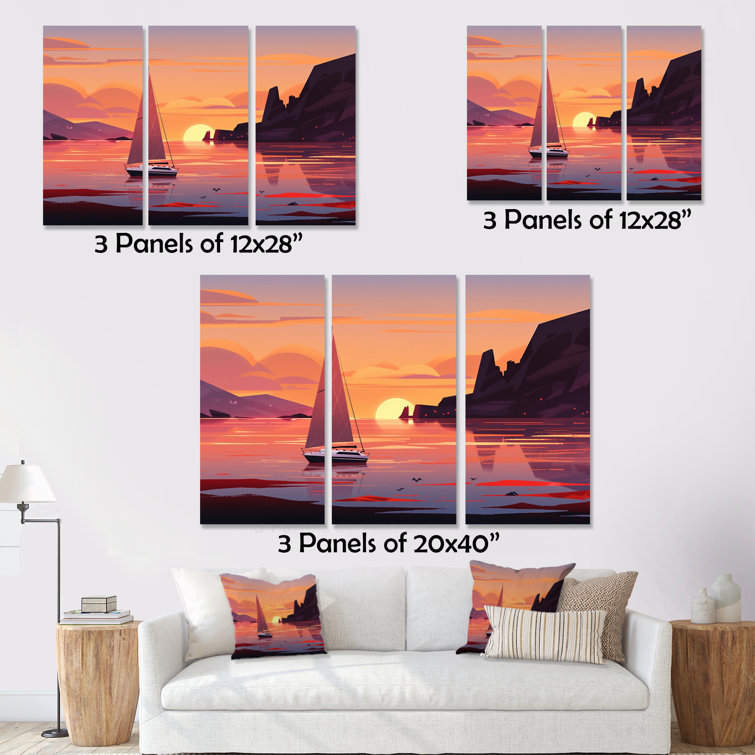 Breakwater Bay Beachside Dusk On Canvas 3 Pieces Print - Wayfair Canada