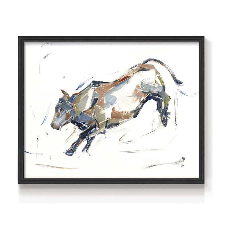 Étude de taureau moderne II - reproduction encadrée - réarmable, Noir, noir, noir, noir, H 16 po x l 20 po