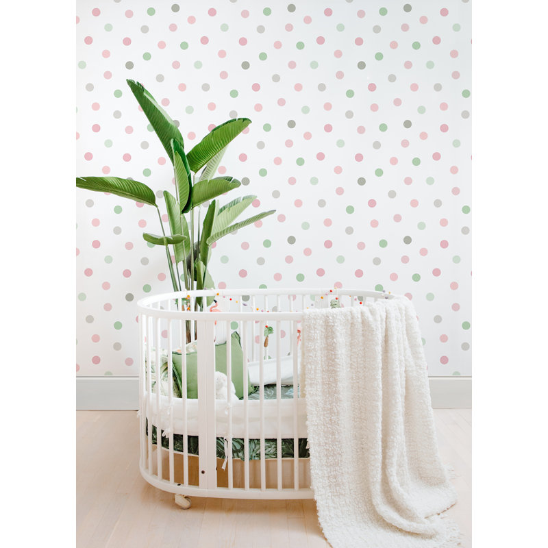 Non-Pasted Polka Dots Wallpaper Roll, Pink