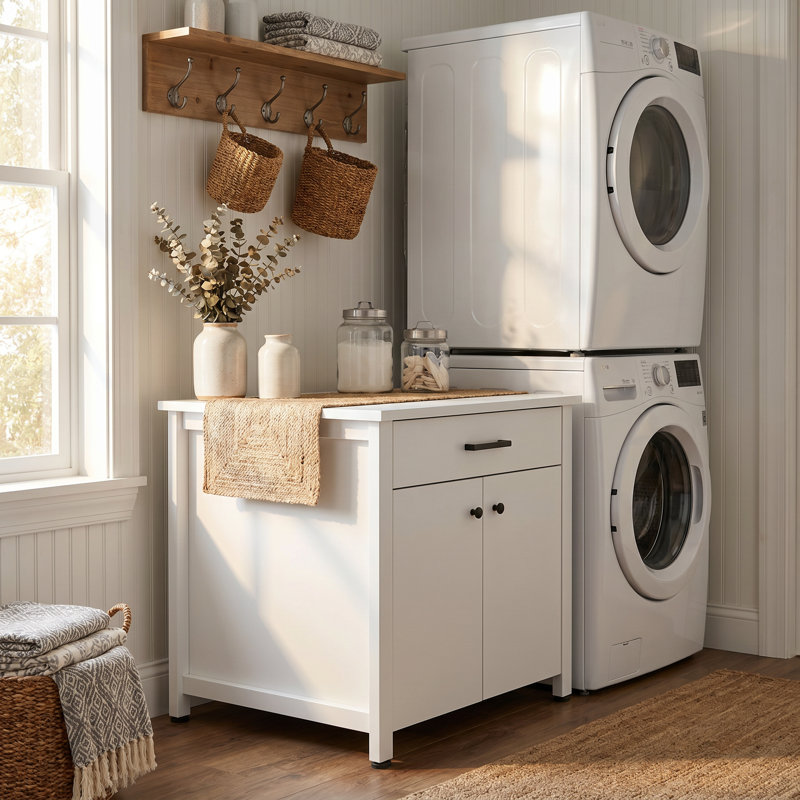 Caisson de laveuse robuste - plateau coulissant + armoire, capacité de 330 lb