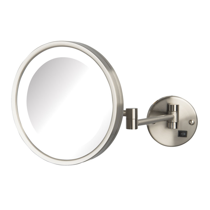 Miroir de maquillage mural grossissant lumineux 9,5 po Chong, Nickel