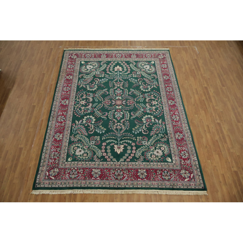 Tapis oriental vert complexe Agra 9 x 12