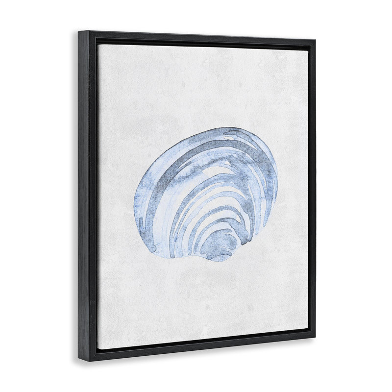 Cadre flottant bleu subtil escargot de mer, design par Camila Juncos, Cadre flottant noir de jais, H 21 po x l 17 po