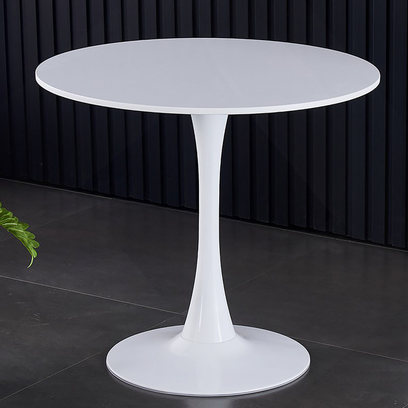 Gedin Round Living Room Dining Table, 29.1" H x 23.6" Lx 23.6" W, White, White