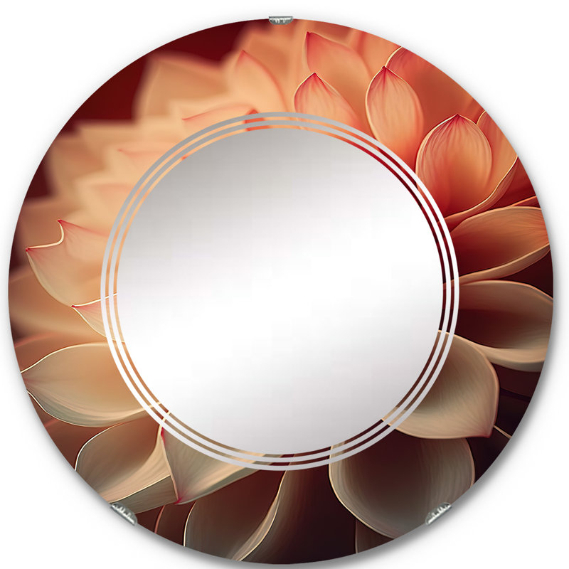 Miroir mural qualisha fleur de dahlia orange V, 24 po x 24 po