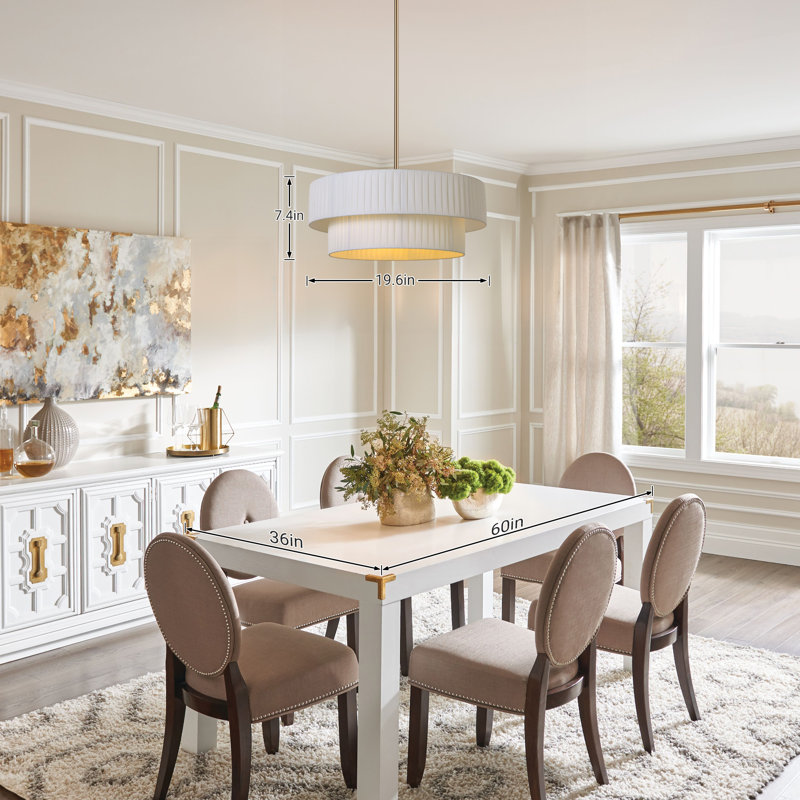 Lustre tambour à 3 lumières Reihan, Or, H 7,4 po x l 19,6 po x P 19,6 po