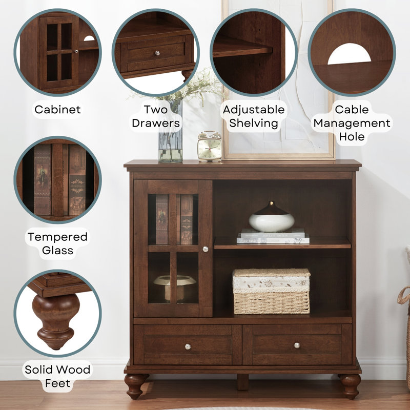 Schererville 40'' TV Stands with Storage Cabinet and Shelves, Expresso