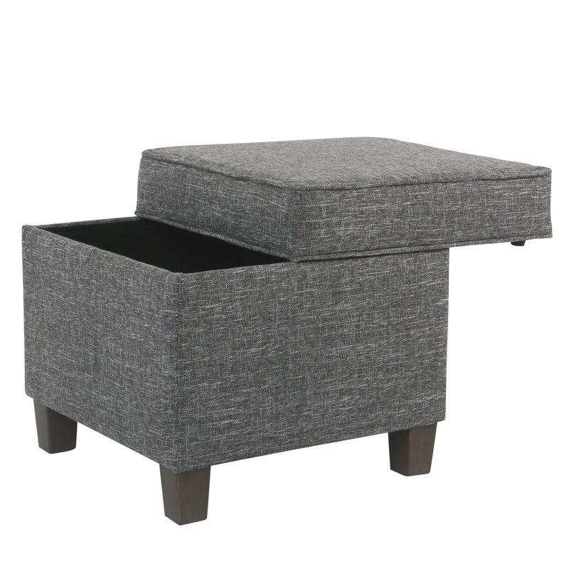 Asha 17.5" Square Storage Ottoman, Gray Heathered
