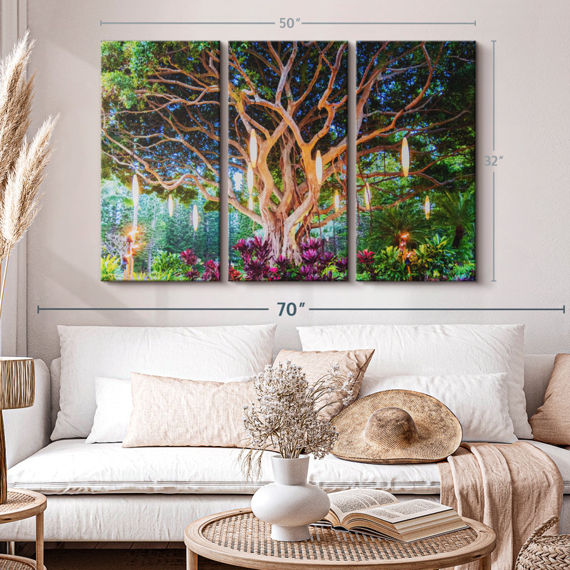Impression sur toile de banian hawaïen, H 32 po x l 50 po x P 1,25 po