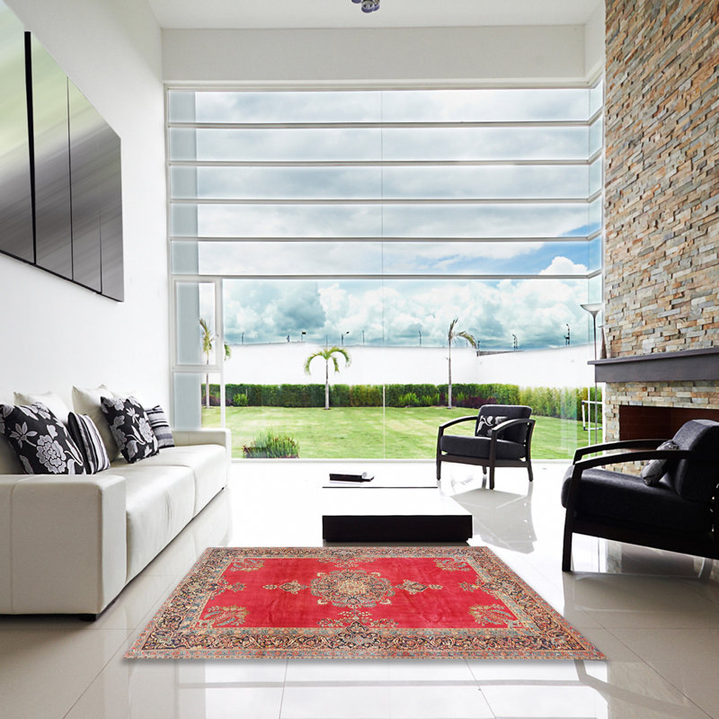 Tapis rose foncé/brun traditionnel traditionnel, Carré 5 pi
