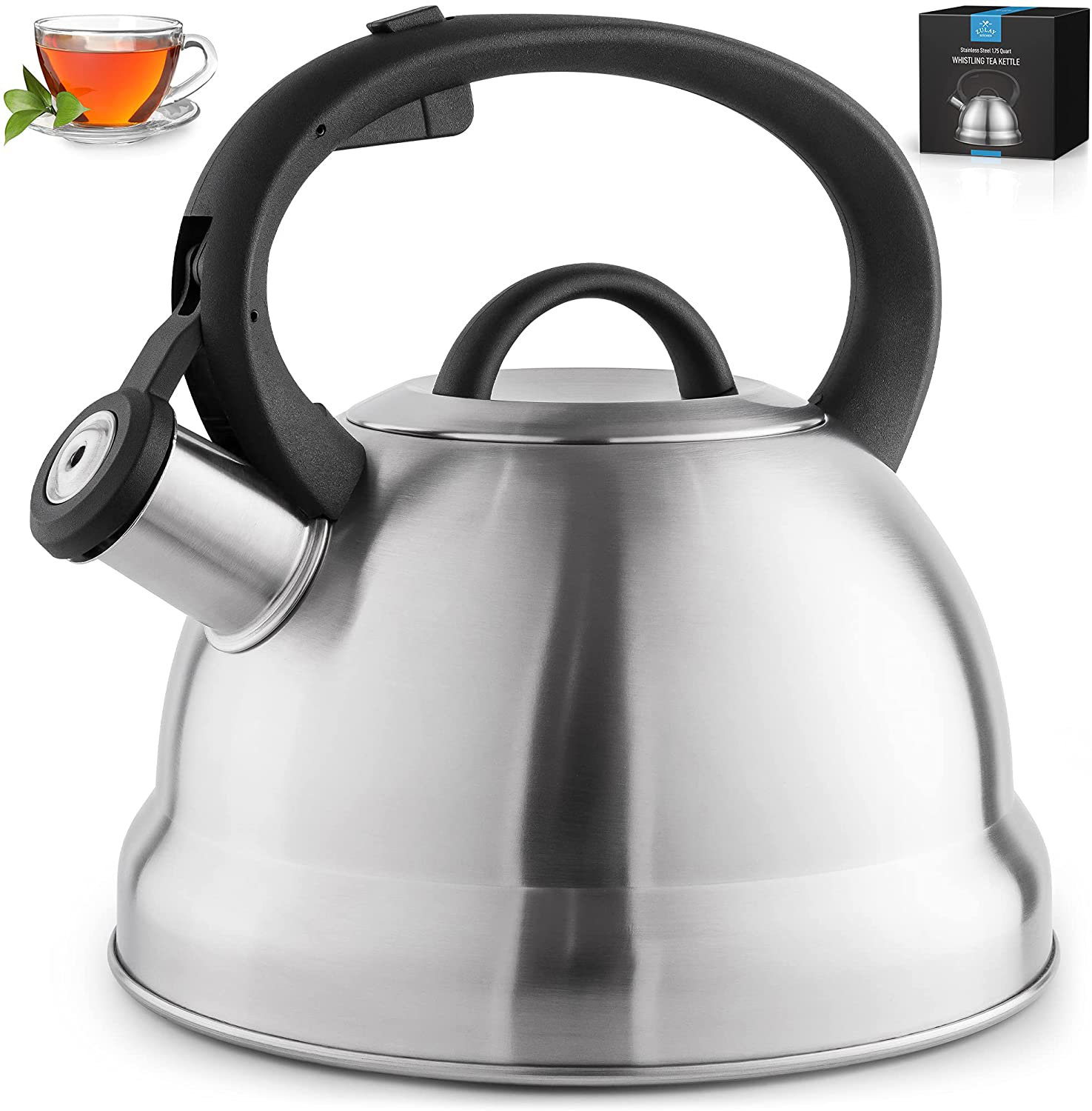 Cook Pro 3 Quarts Stainless Steel (18/8) Whistling Stovetop Tea Kettle