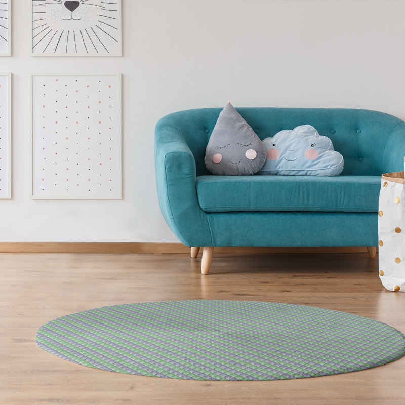 Tapis de zone aquamarine dégradé géométrique, Rond 5 pi