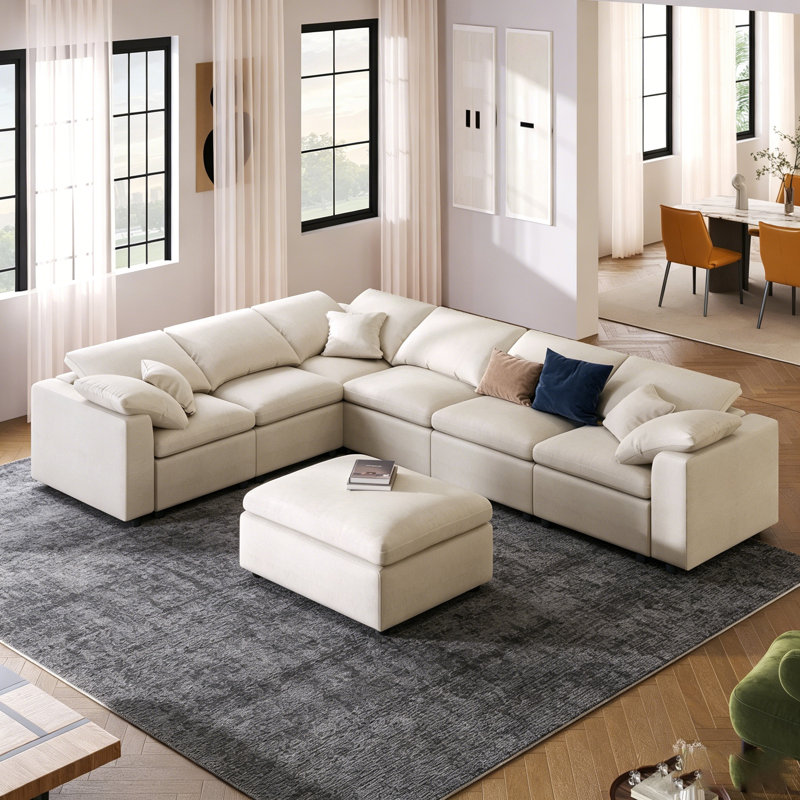 Canapé modulaire surdimensionné avec repose-pieds en L surdimensionné pour salon, bureau et espace spacieux