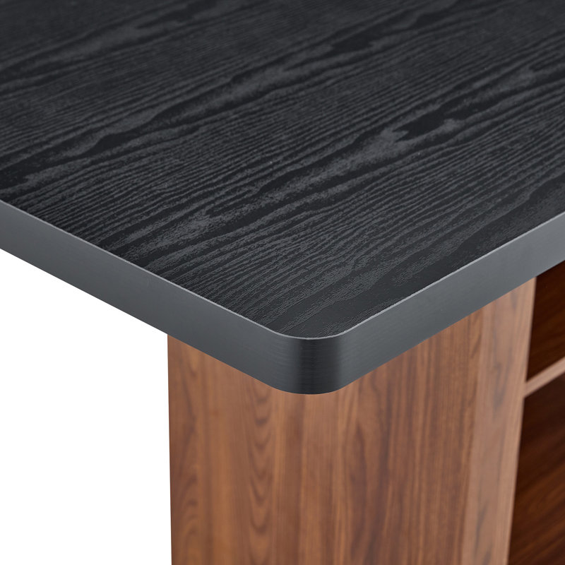 Une table de salle à manger extensible avec espace de rangement et une table de salle à manger extensible de 59 à 71 pouces. Table rectangulaire noire avec cadre robuste en bois aggloméré de couleur noyer