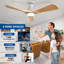 Ventilateur de plafond encastré à profil bas de 42 pouces en bois, 3 pales, avec éclairage et télécommande ; ventilateur intérieur/extérieur à intensité variable avec télécommande, moteur CC silencieux et minuterie.-750143519-750143512-750143489