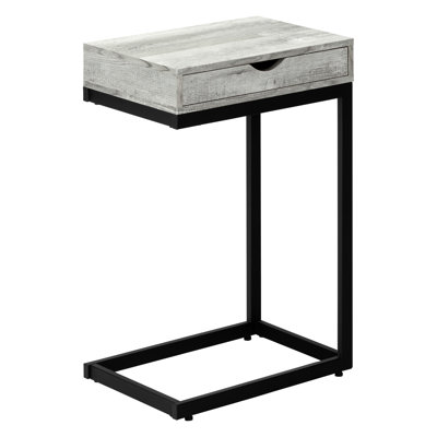 Table d'appoint avec porte-collation - stratifié gris et métal noir
