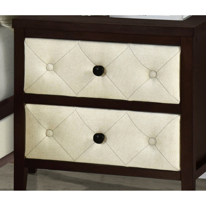 Table de chevet moderne avec rangement à deux tiroirs et 2 tiroirs en bouleau pour l'ameublement, Espresso