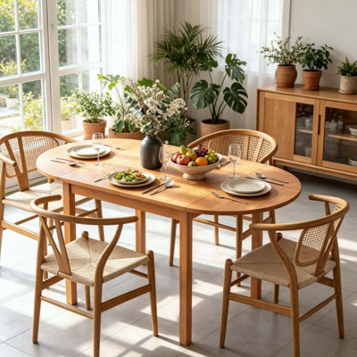 Table de salle à manger à rallonge en bois à finition rabattable pour petits espaces
