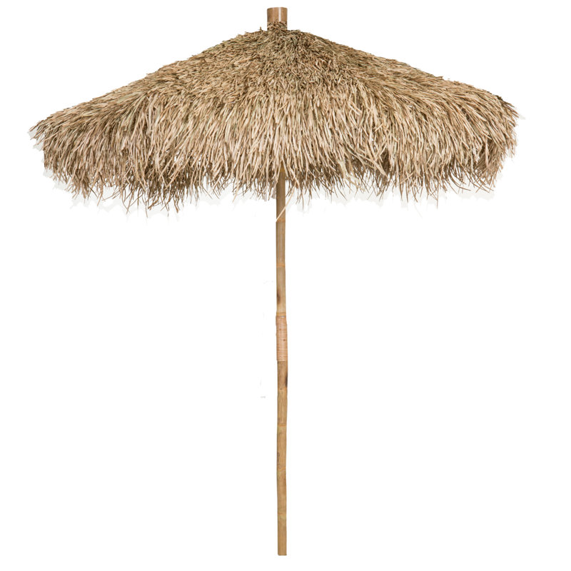 7 pi Parasol de patio en bambou Sea Grass, 90”W x 90”D