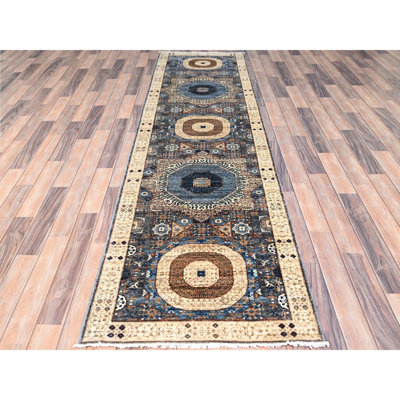 2'8"x9'10" Gray Mamluk Dynasty Hand Knotted Wool 200 KPSI Runner Rug 15A92588C64442E49E42B7829F29C01E