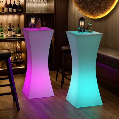 Wrought Studioâ„¢ Led Light Up Bar Table, 16 Rgb Colors Changing Light With Remote Control, Ip65 Waterproof Rechargeable Luminous Furniture Stool Table, by Wrought Studio