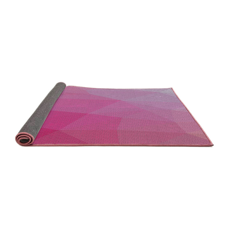 Tapis rose/zone blanche à motifs Houle, Rond 3 pi