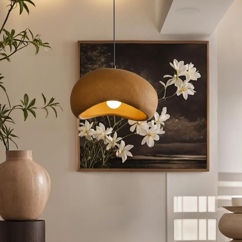 Luminaire suspendu en polyester 1 lumière brun, H 7,48 po x l 15,74 po x P 15,74 po