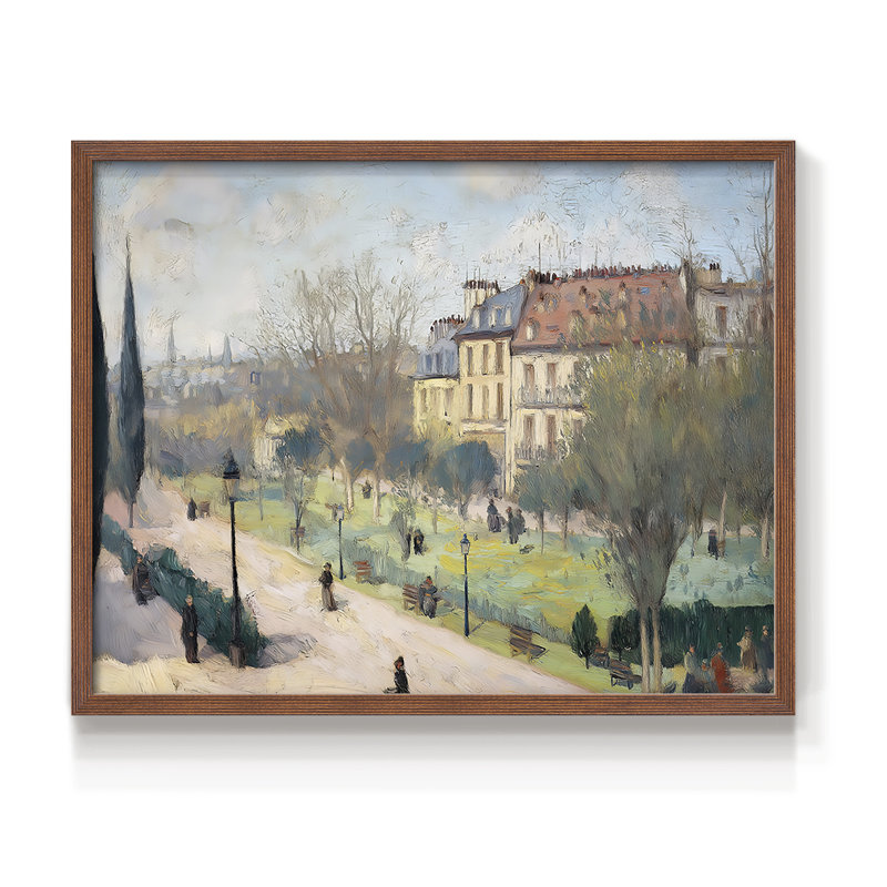 Paysage, série XXI, reproduction encadrée, 11" H x 14" W, Noyer