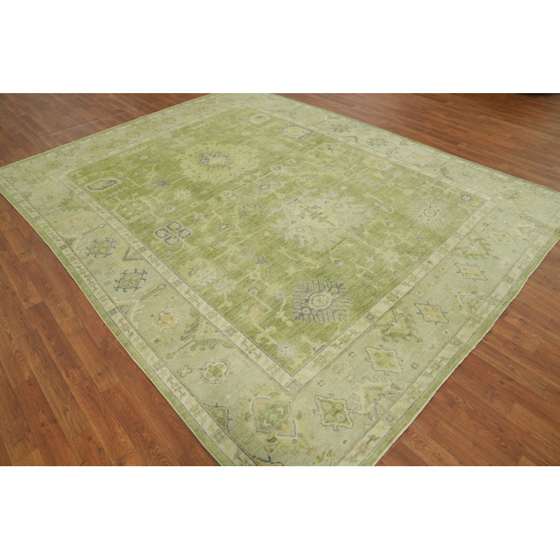 Handmade Green Oushak Vegetable Dye Area Rug 8x10