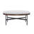 Callion Contemporary Fabric Round Cocktail Ottoman with Metal Cross Base