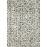 One-of-a-Kind Hand-Knotted 1960s 6'7" x 9' Wool Area Rug in Green/Beige/Gray