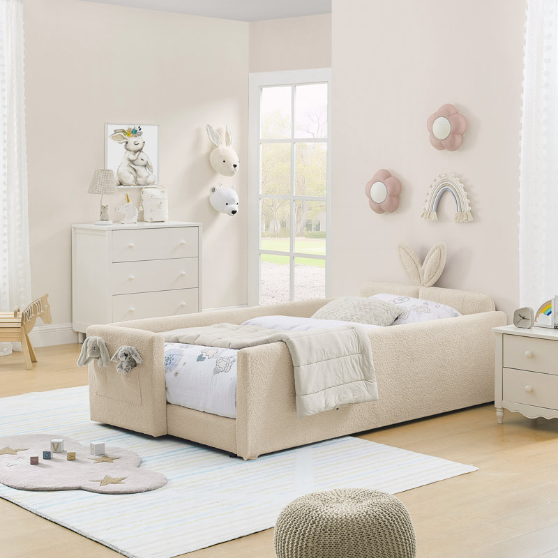 Twin Size Upholstered Platform Bed, Camel
