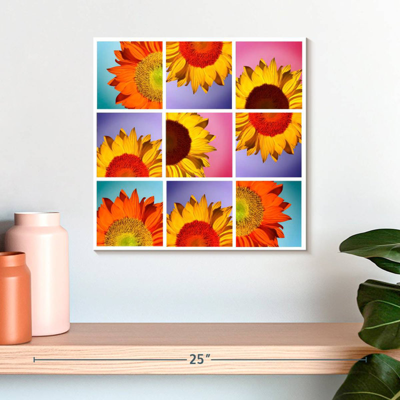 Harnek, collage de tournesols, H 16 po x l 16 po