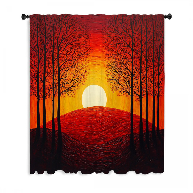 Sunset Window Curtains, Nature Blockout & Sheer Curtains - 1 Panel, 50" W x 84" L