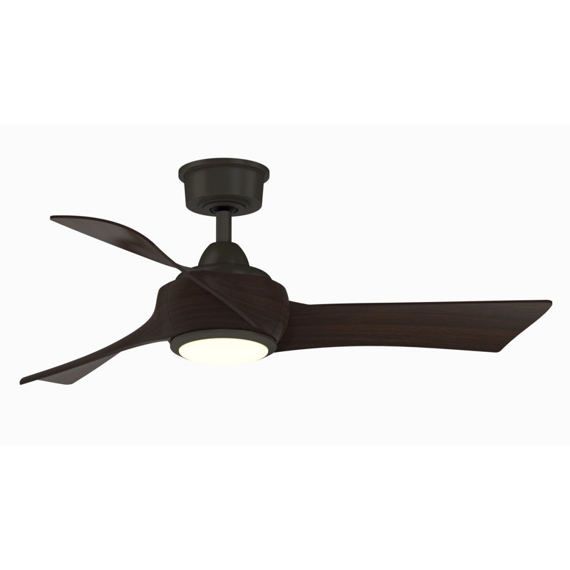 Wrap Custom 44 inch Indoor/Outdoor Ceiling Fan with LED CCT Select Light Kit - Dark Bronze with Dark Walnut blades