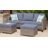 Allcot 3 - Person Wicker Rattan Outdoor Seating Group with Pillows, Cushions and Ottomans, All Weather High Back Conversation Set for Garden Backyard-112473992