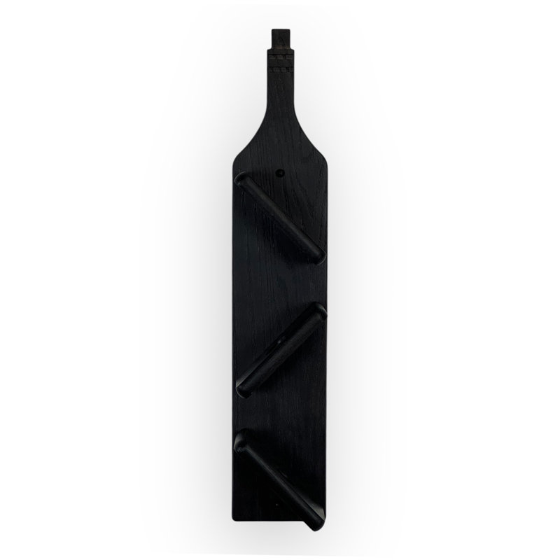 Support à vin en bois massif 3 bouteilles Gerika,  Noir