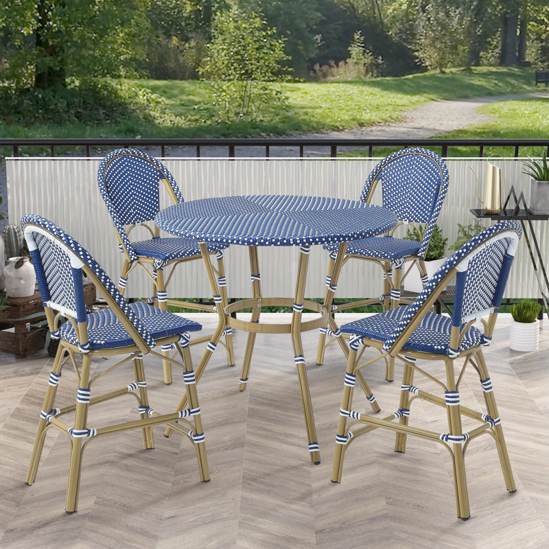Canaday Faux Wicker 5-Piece Counter Height Dining Table Set
