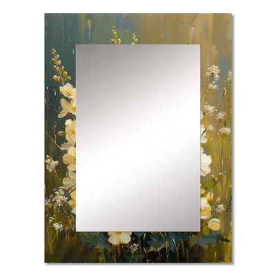 White green Petite Blooms Lupine - Lupine Unique Mirror, Traditional Large Wall Mirror, Printed Metal Art