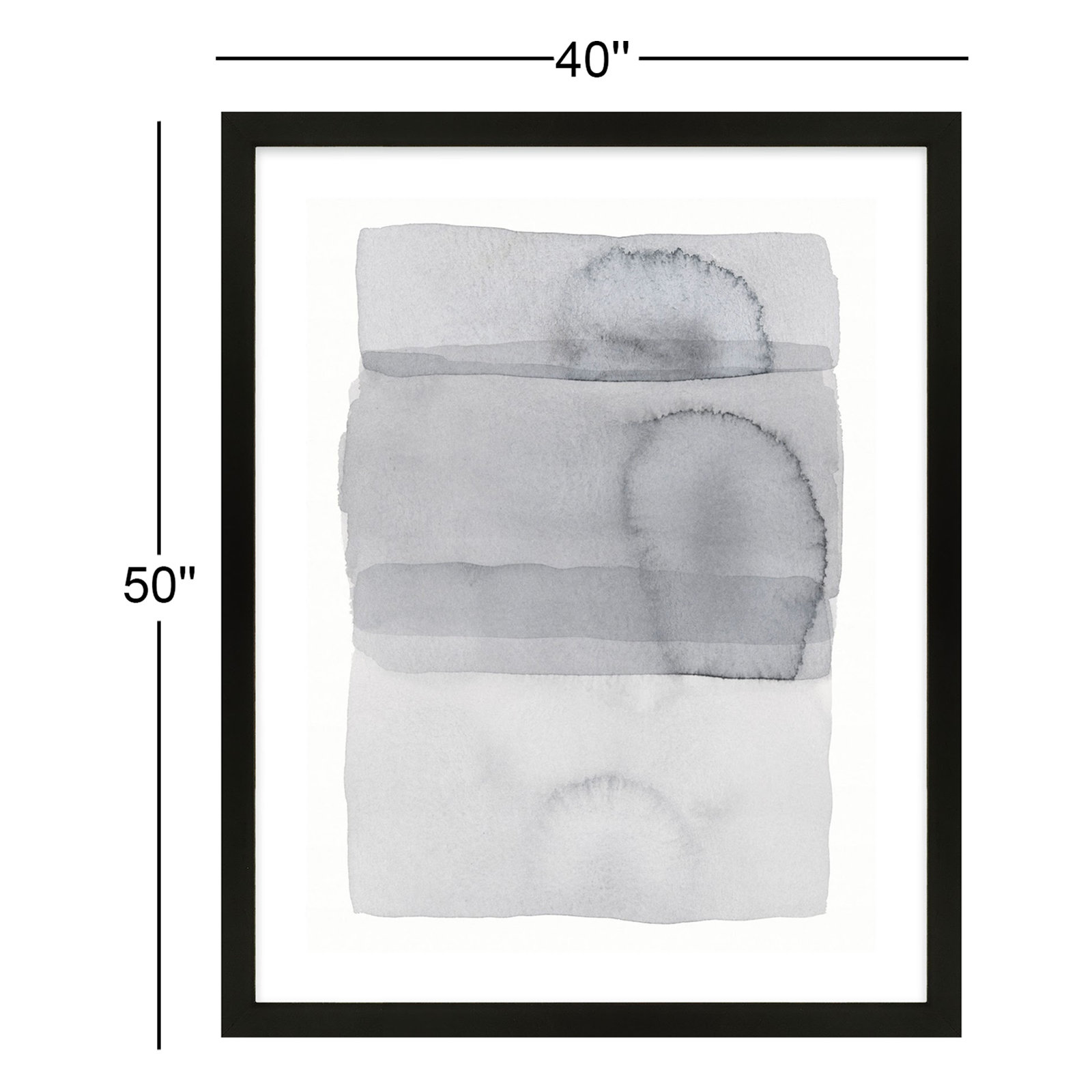 Gray On Gray 8 by Jacques Pilon, Black Framed, 50" H x 40" W