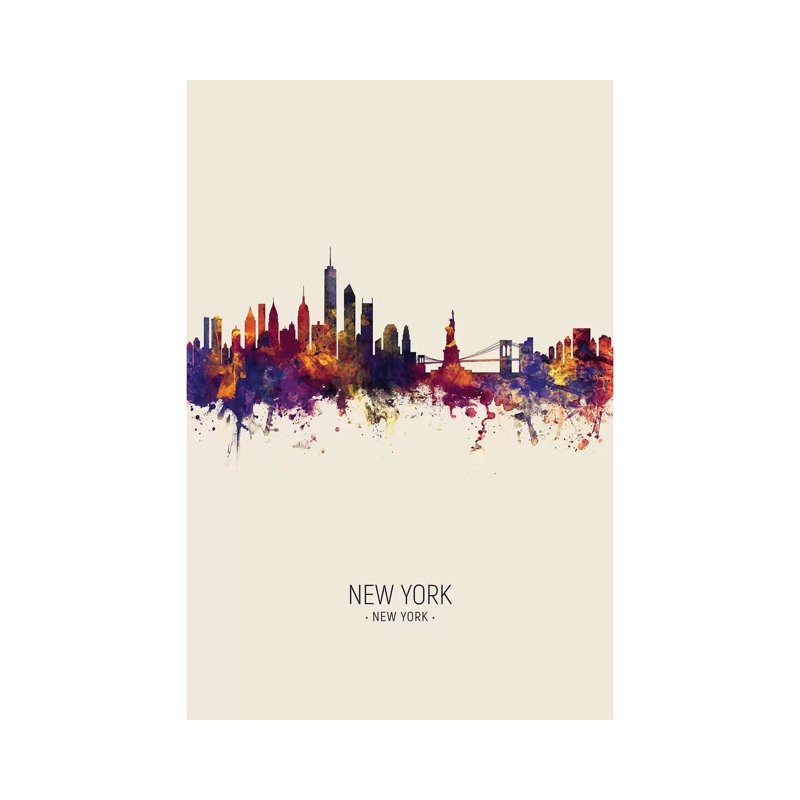 New York Skyline Fall by Michael Tompsett - Wrapped Canvas Gallery-Wrapped Canvas Giclée, 20.32 cm H x 30.48 cm W