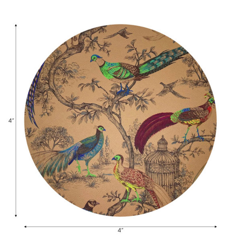 Sous-verres ronds en cuir végétal, Moutarde