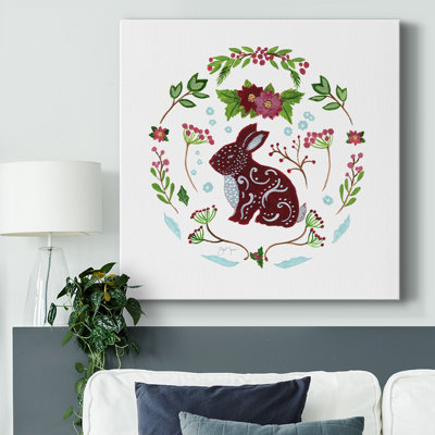 Christmas Folk Rabbit sur toile