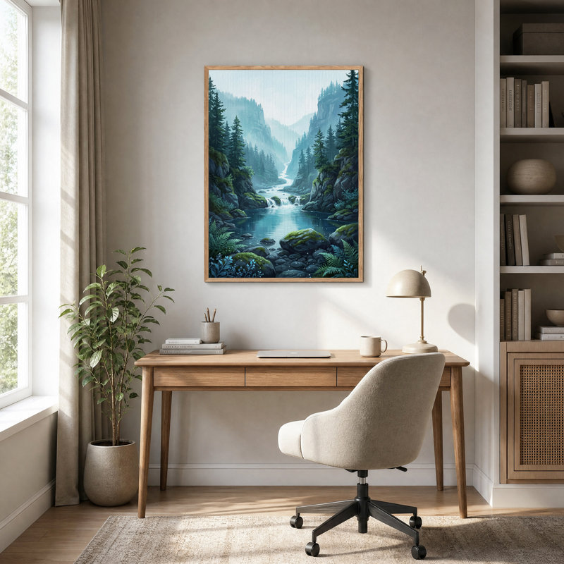 Art mural sur toile Misty Mountain River, H 48 po x l 36 po